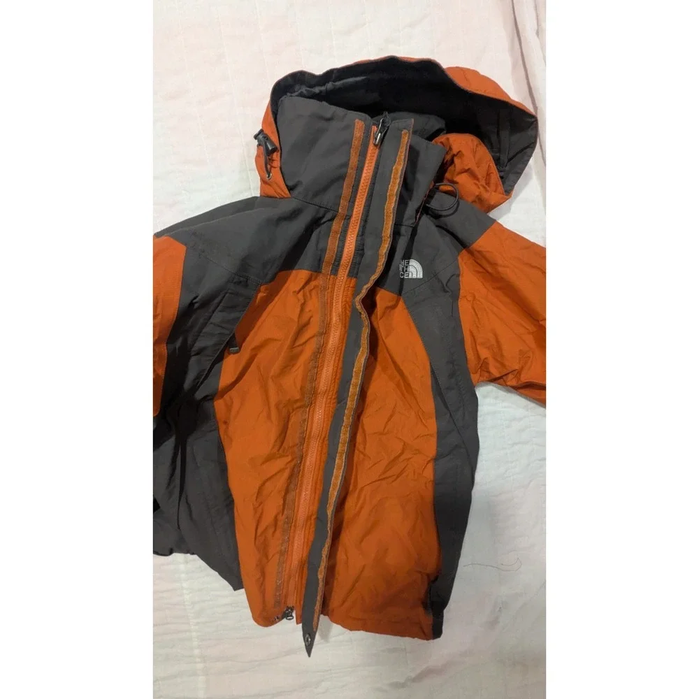 THE NORTH FACE Men's Small Orange Gore-Tex Waterproof Ripstop Rain Jacket Hooded